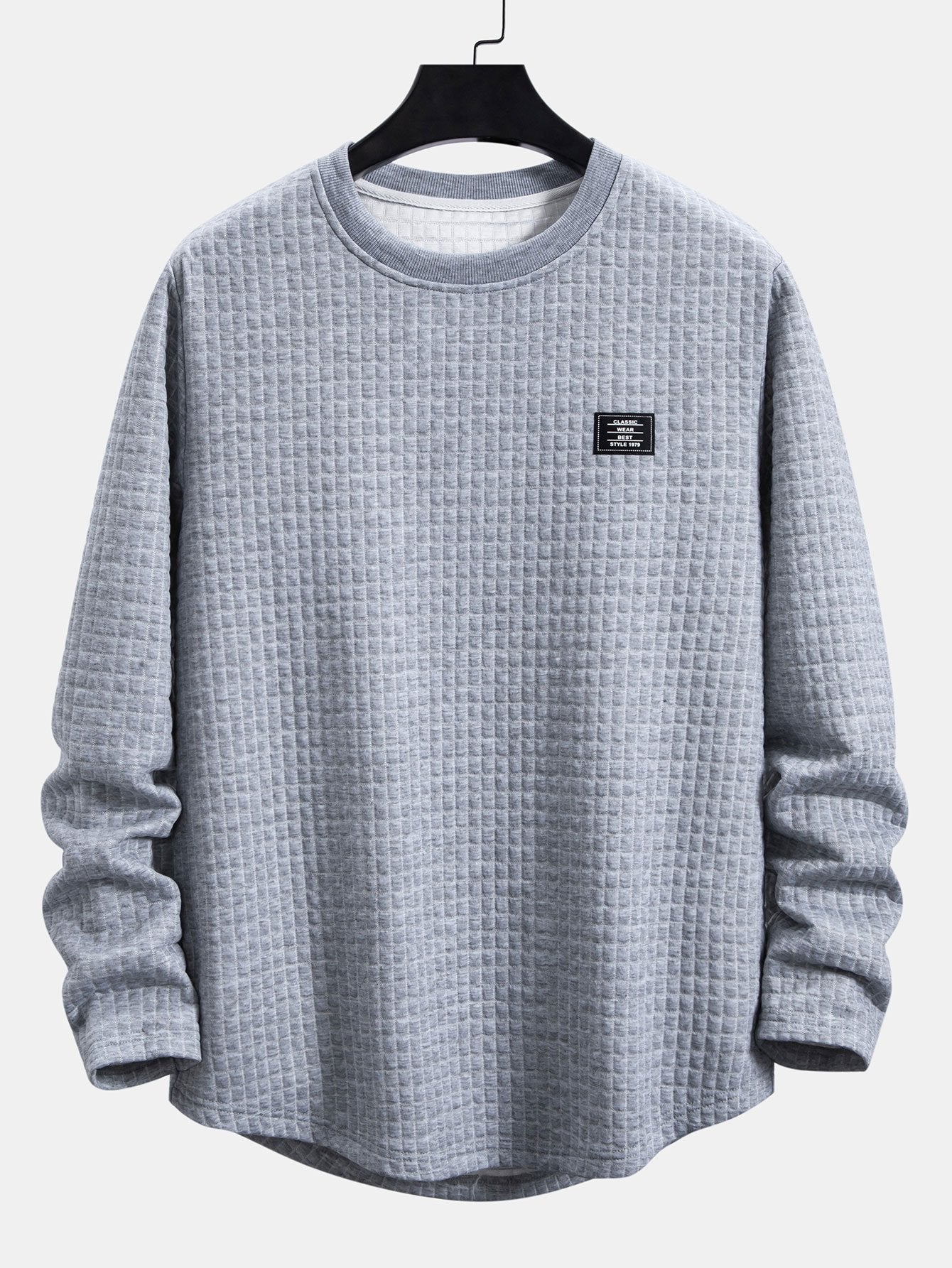 Long Sleeve Waffle Arc Hem T-Shirt