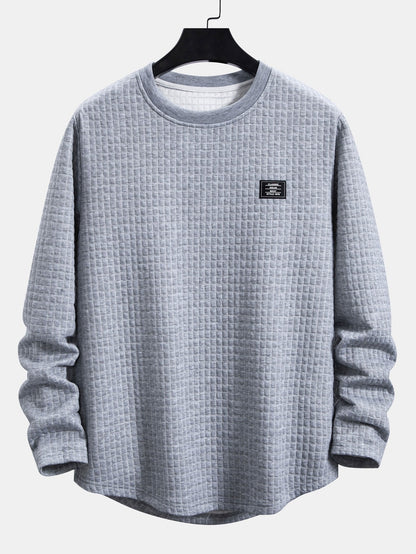 Long Sleeve Waffle Arc Hem T-Shirt