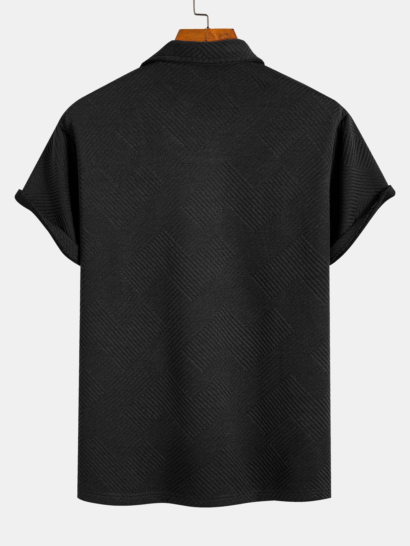 Stripe Jacquard Zip Up Polo
