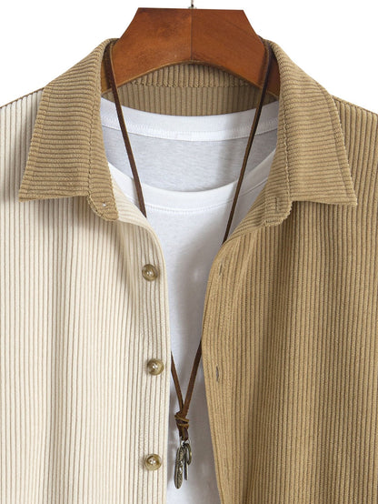Colorblock Corduroy Button Up Shirt