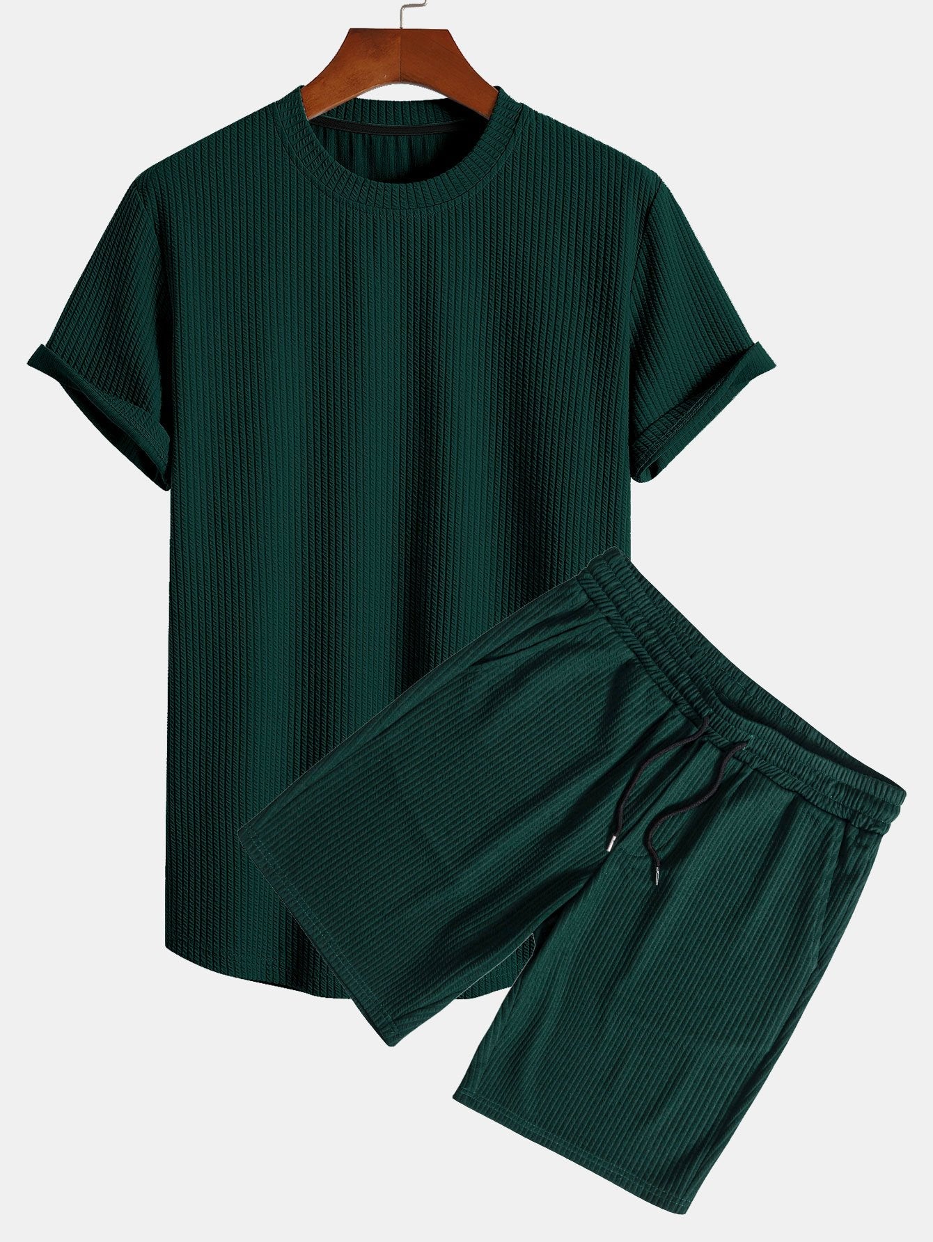 Muscle Fit Ribbed Arc Hem T-Shirt & Shorts