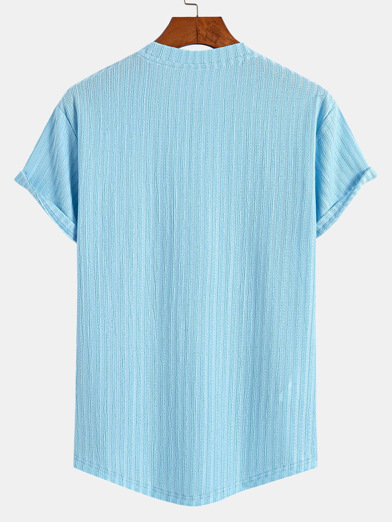 Muscle Fit Textured Ribbed Arc Hem T-Shirt