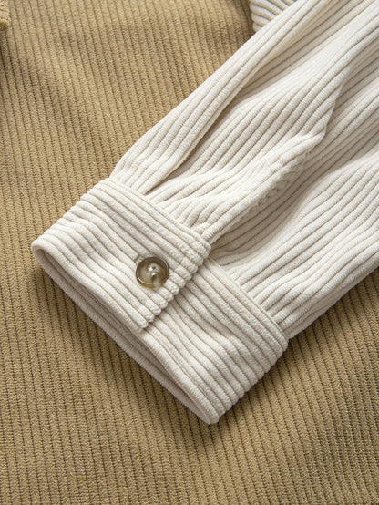 Colorblock Corduroy Button Up Shirt