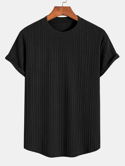 Muscle Fit Ribbed Arc Hem T-Shirt