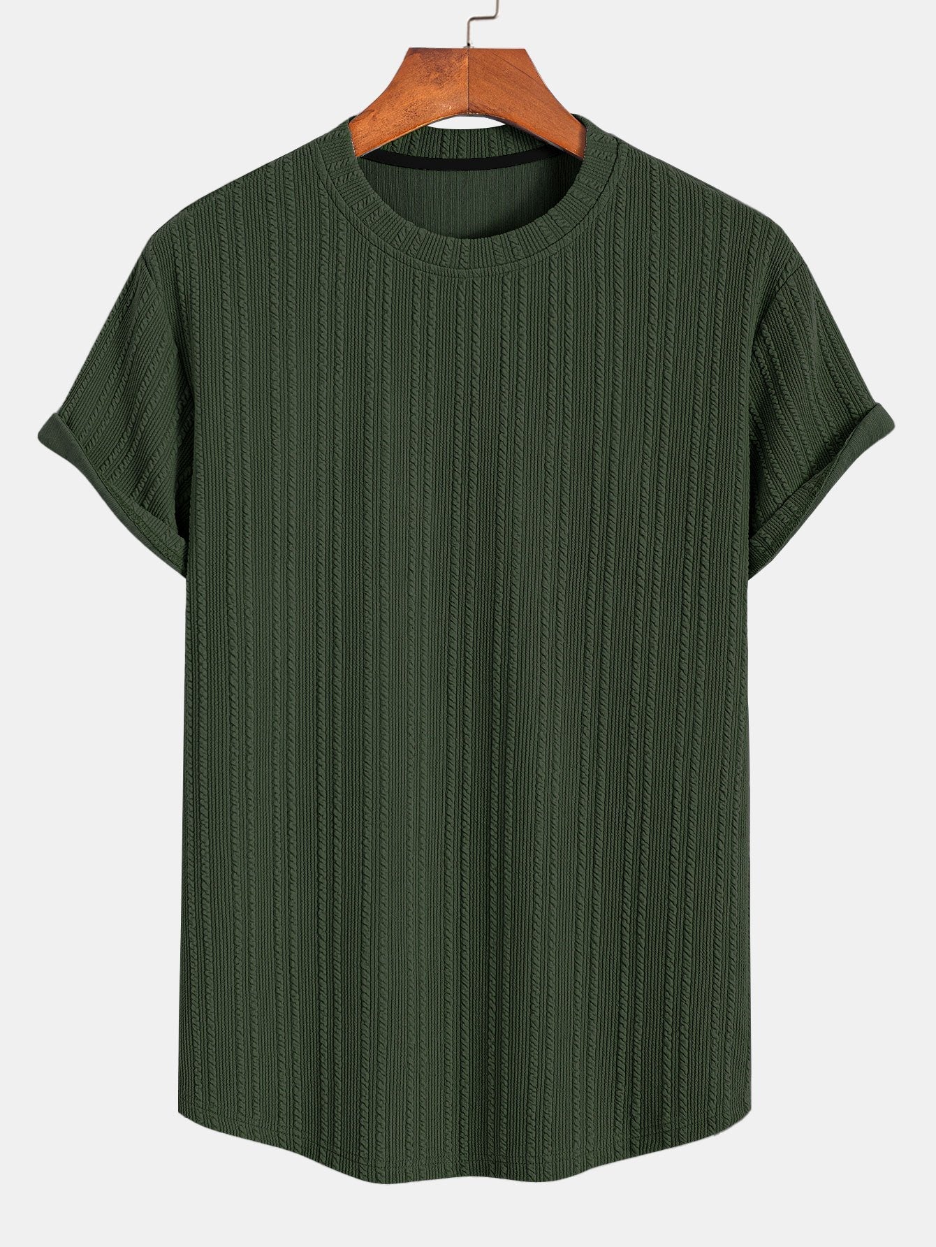 Muscle Fit Ribbed Arc Hem T-Shirt
