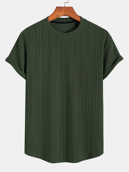 Muscle Fit Ribbed Arc Hem T-Shirt