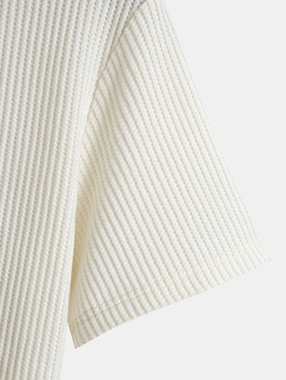 Knitted Waffle Arc Hem T-Shirt