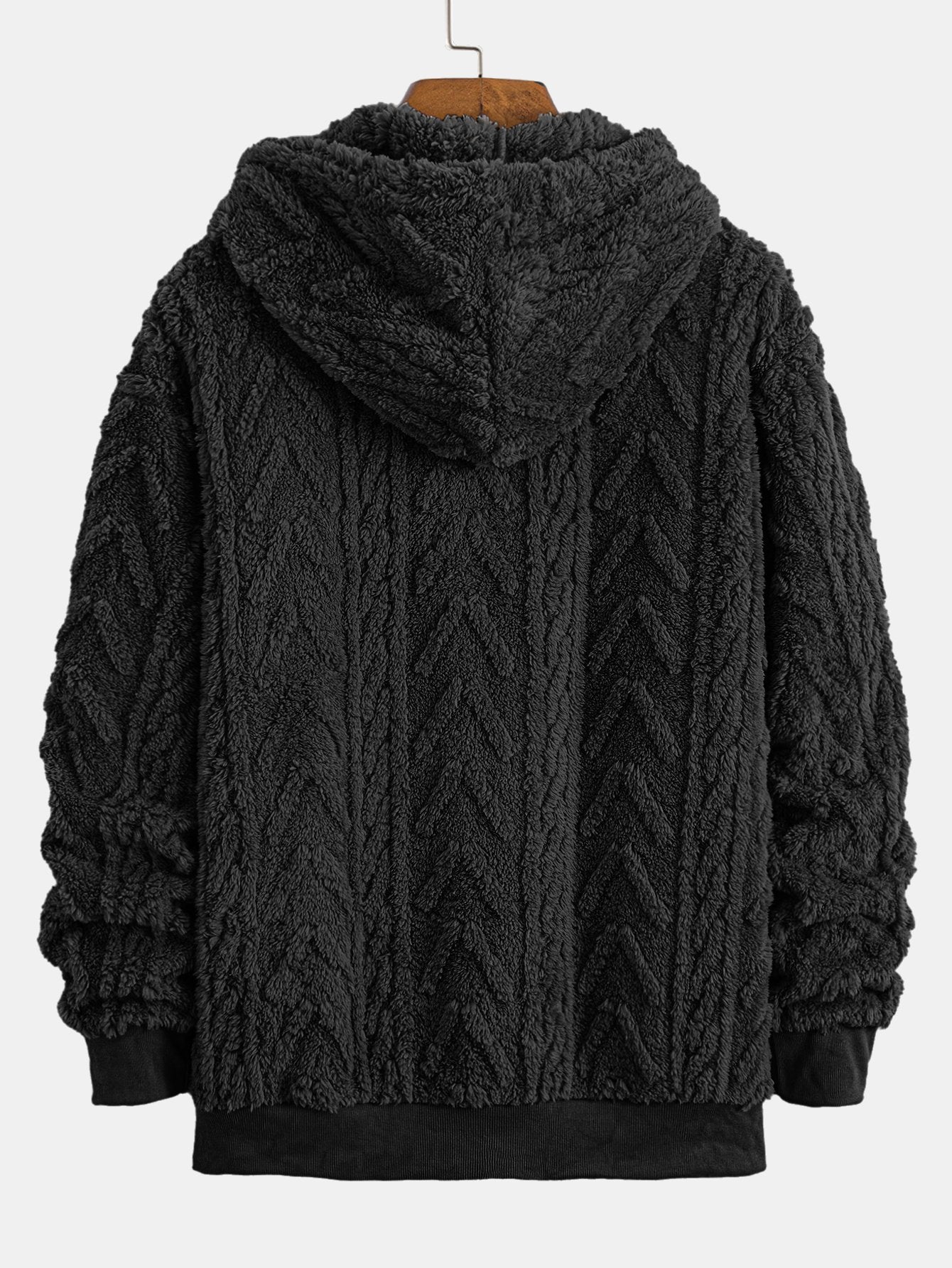 Geometric Jacquard Zip Up Teddy Hoodie