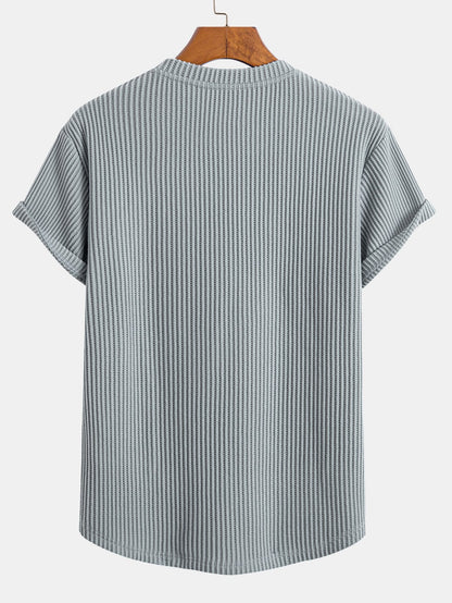 Knitted Waffle Arc Hem T-Shirt