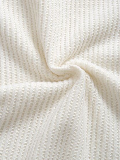 Knitted Waffle Arc Hem Hooded T-Shirt