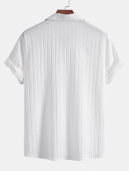 Striped Jacquard Cuban Collar Shirt