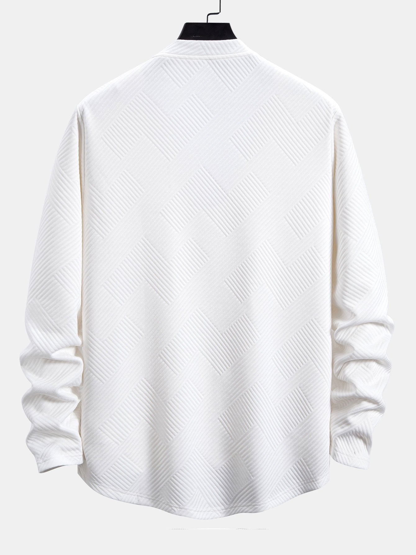 Long Sleeve Stripe Jacquard Arc Hem T-Shirt