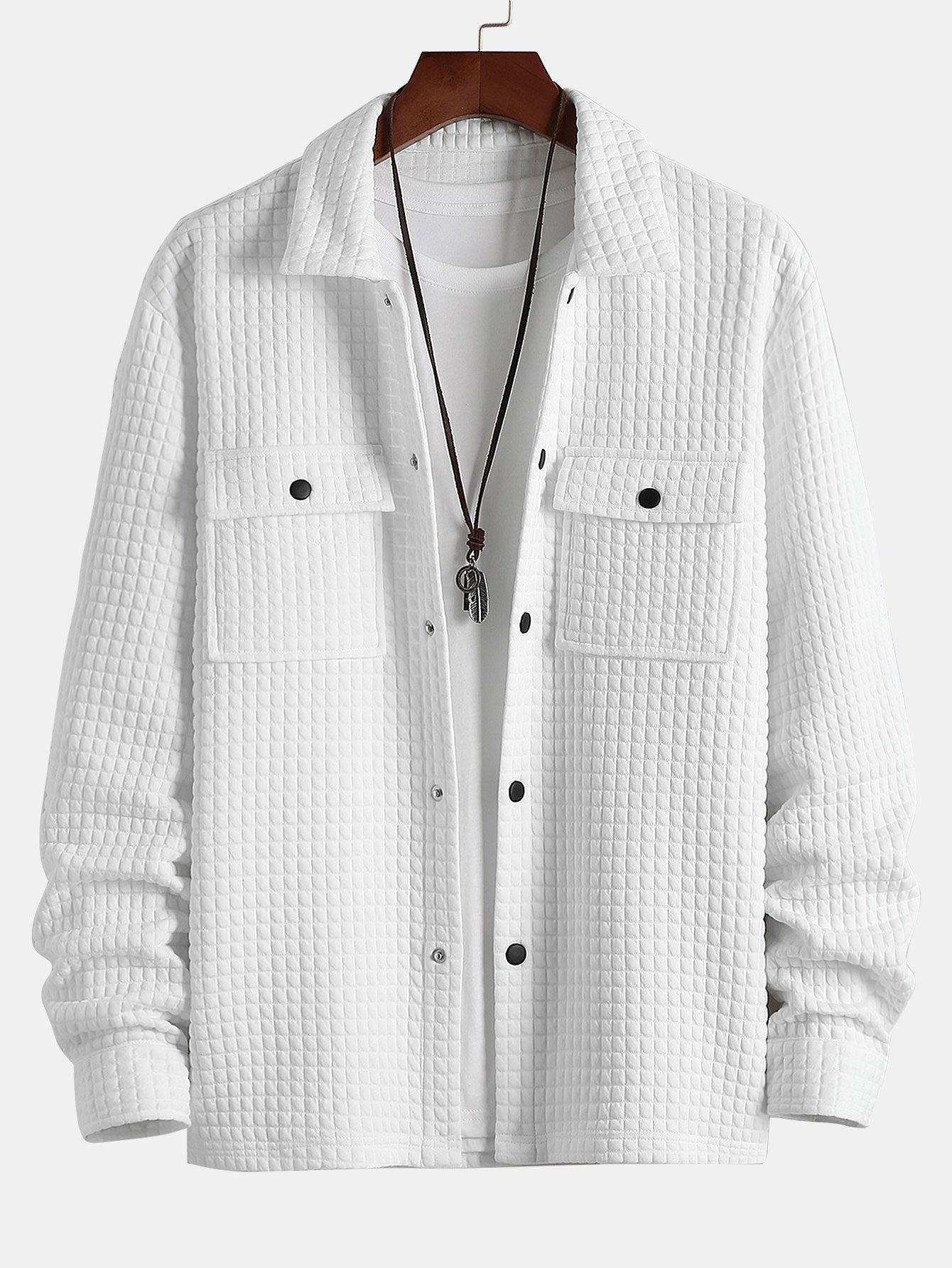 Quilted Waffle Jacquard Overshirt