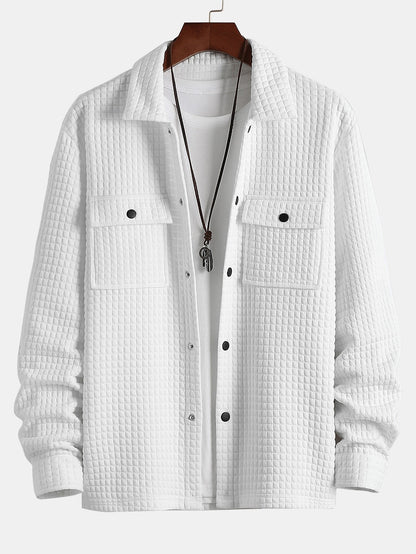 Quilted Waffle Jacquard Overshirt
