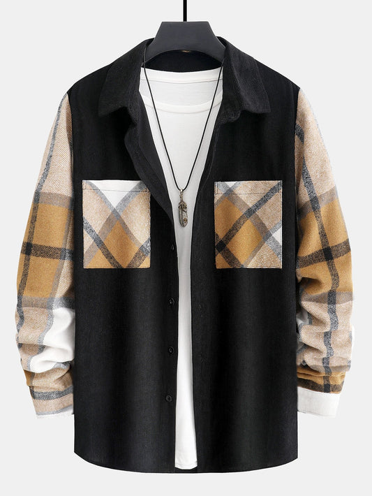 Plaid Corduroy Patchwork Shirt