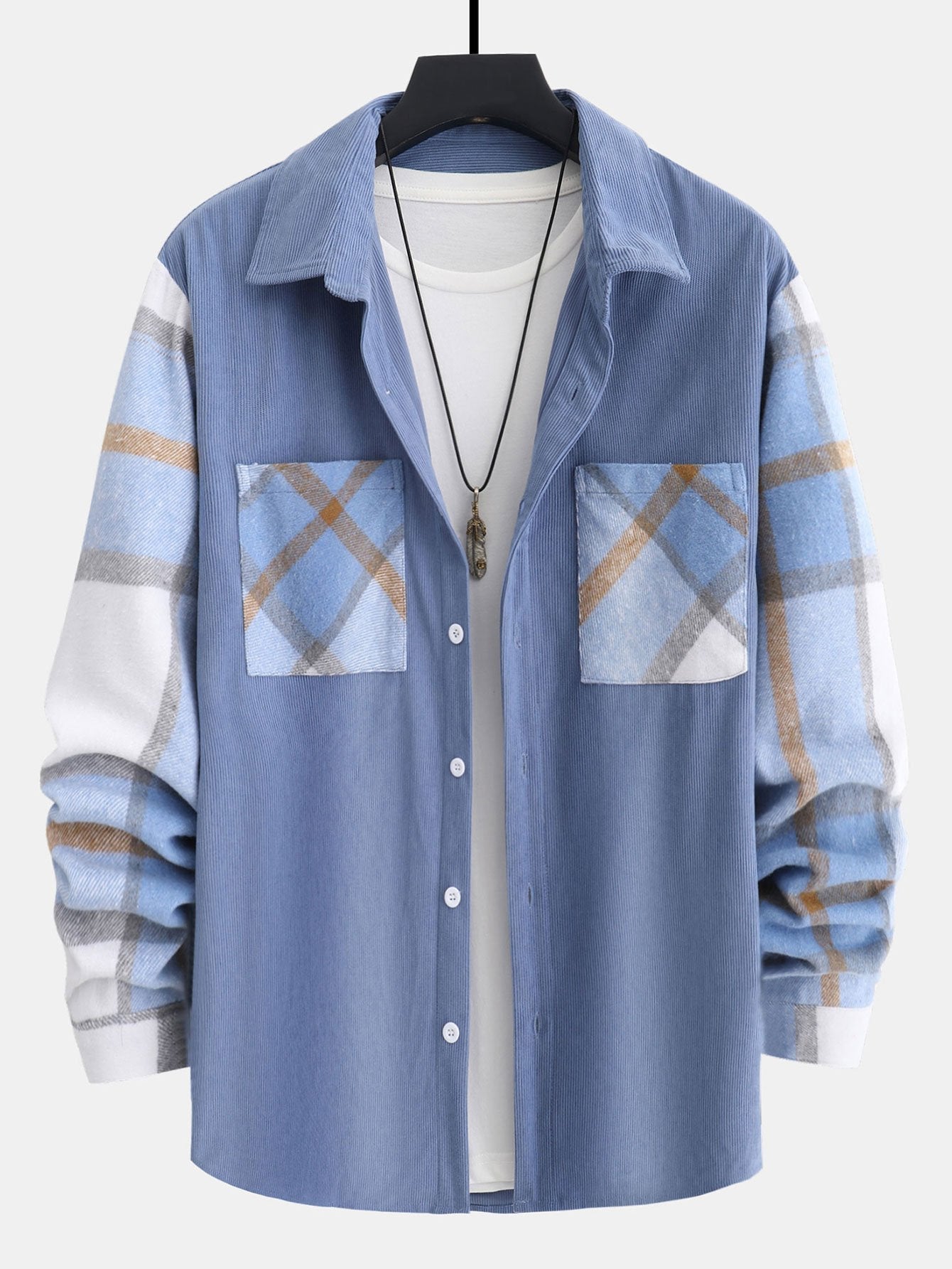 Plaid Corduroy Patchwork Shirt