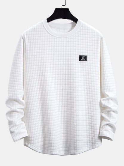 Long Sleeve Waffle Arc Hem T-Shirt