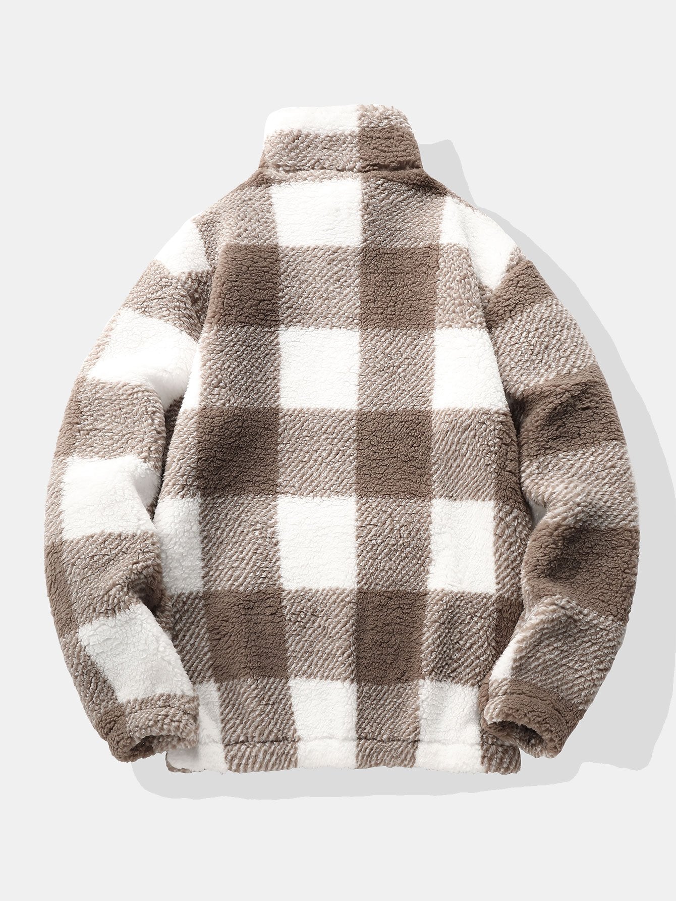Quarter Zip Plaid Teddy Sweatshirt