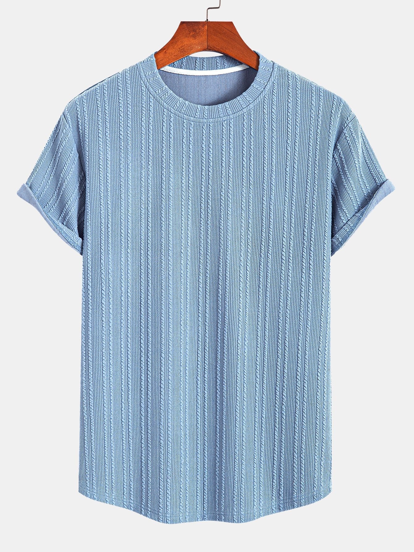 Muscle Fit Ribbed Arc Hem T-Shirt