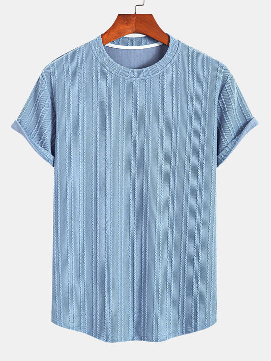 Muscle Fit Ribbed Arc Hem T-Shirt