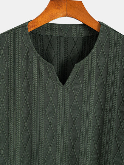 Muscle Fit Geometric Jacquard Notch T-Shirt