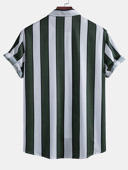 Stripe Print Button Up Shirt