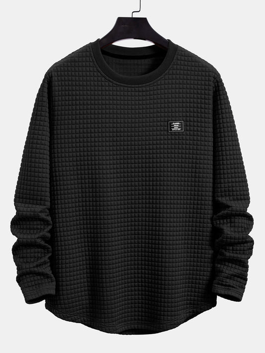 Long Sleeve Waffle Arc Hem T-Shirt