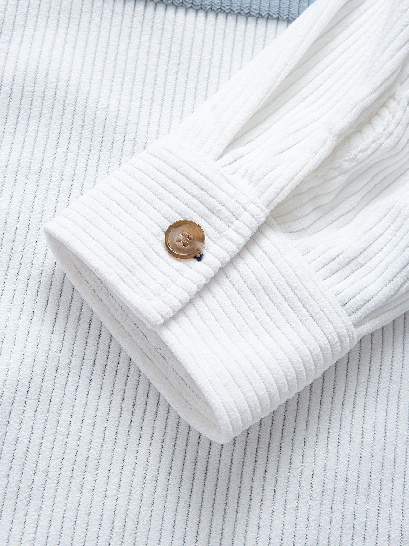 Color Block Corduroy Shirt With Pockets