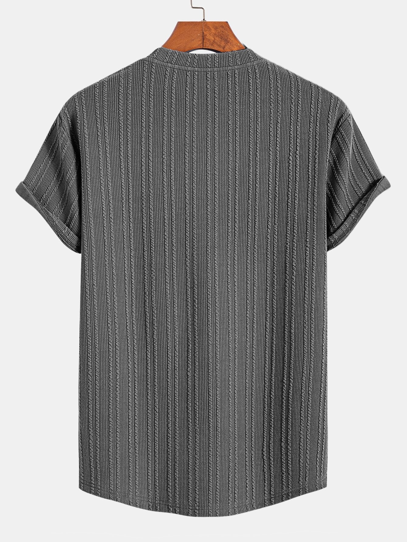 Muscle Fit Ribbed Arc Hem T-Shirt