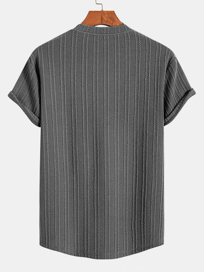 Muscle Fit Ribbed Arc Hem T-Shirt