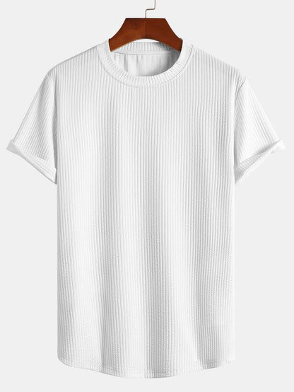 Muscle Fit Ribbed Arc Hem T-Shirt & Shorts