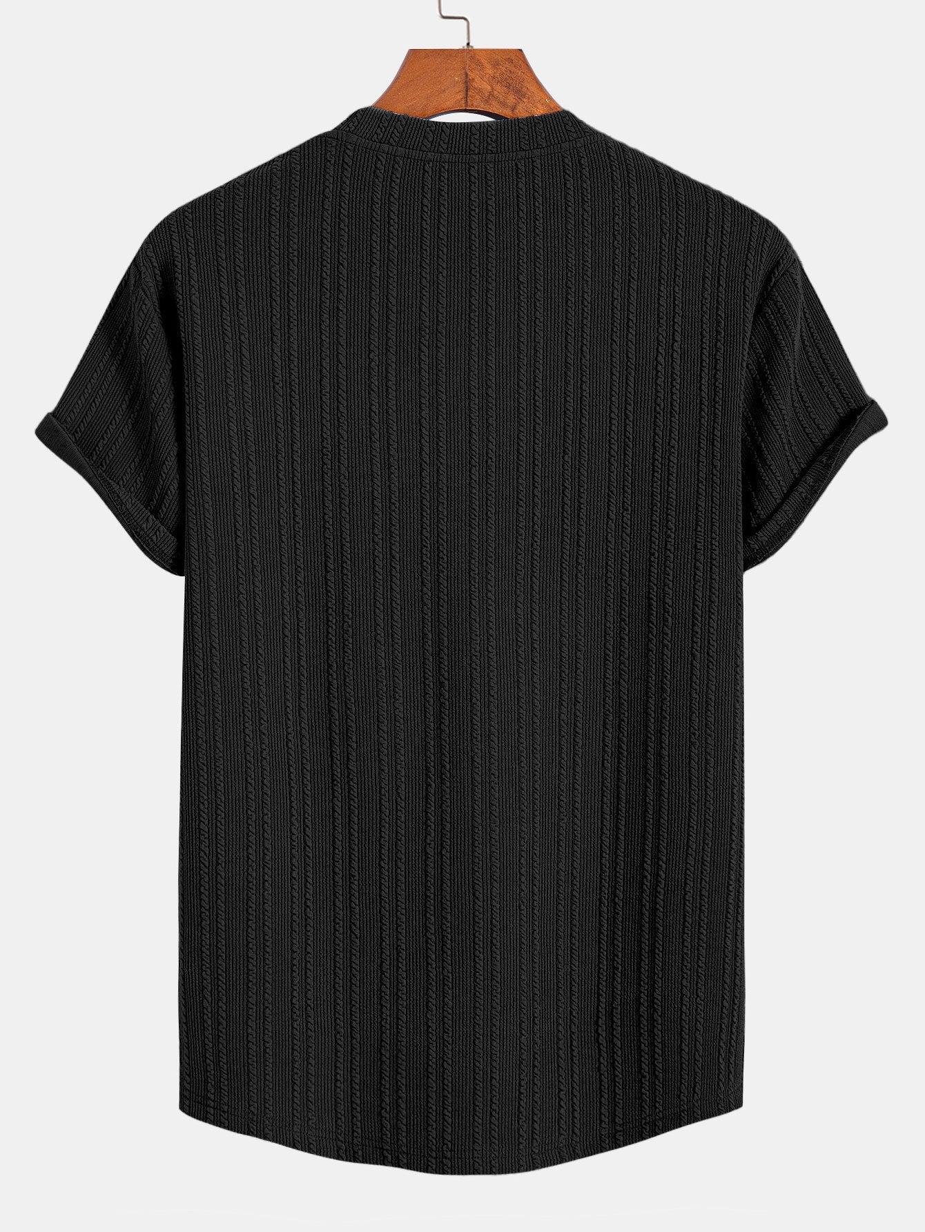 Muscle Fit Ribbed Arc Hem T-Shirt