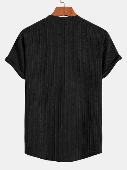 Muscle Fit Ribbed Arc Hem T-Shirt