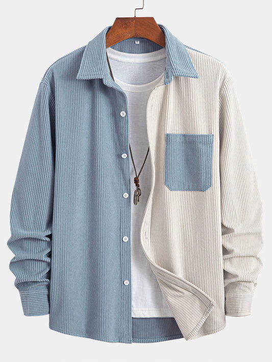 Two Tone Corduroy Button Up Shirt