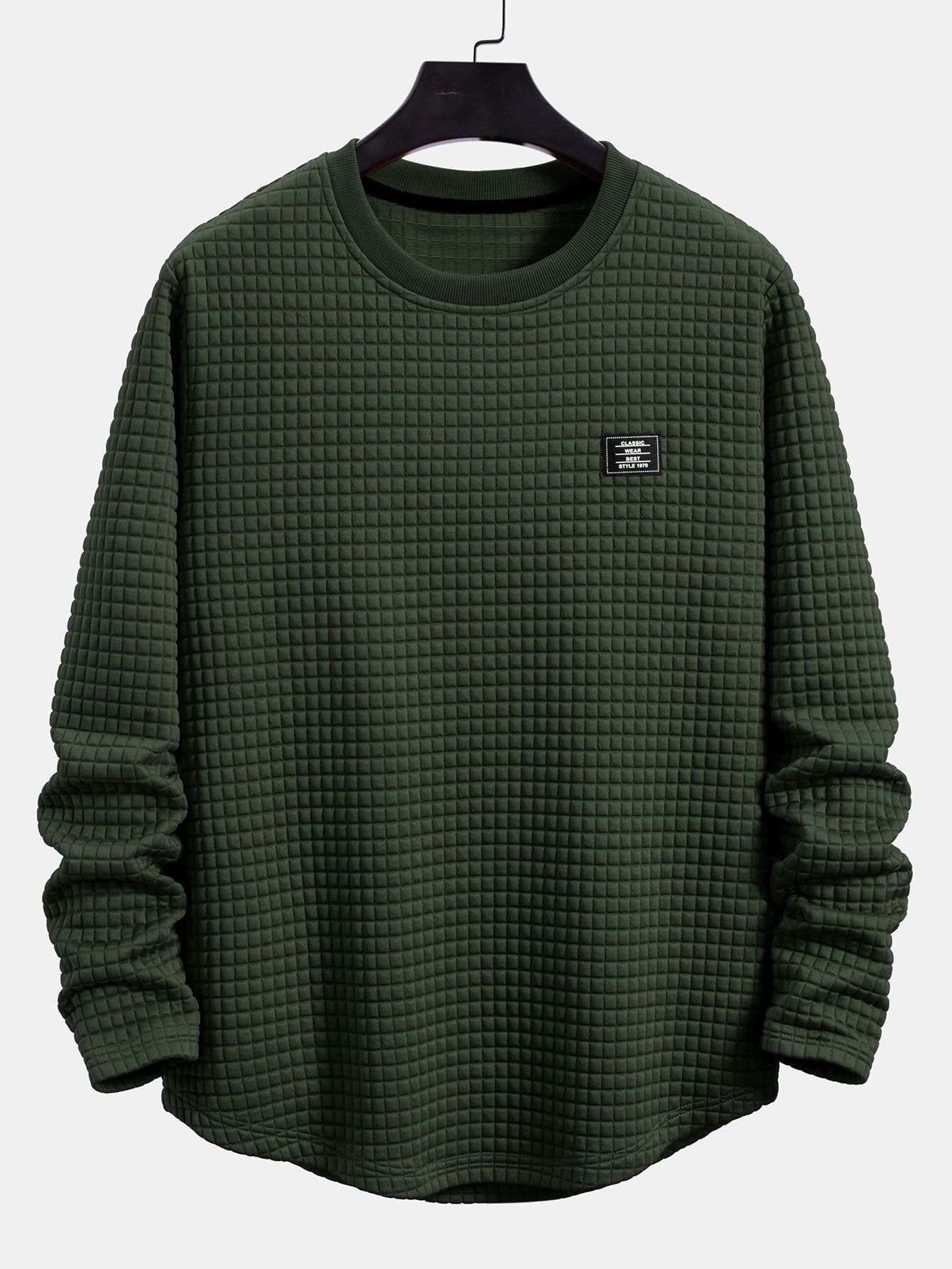 Long Sleeve Waffle Arc Hem T-Shirt