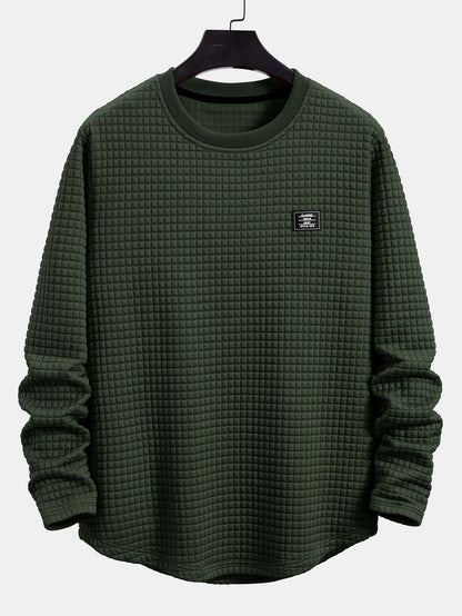 Long Sleeve Waffle Arc Hem T-Shirt