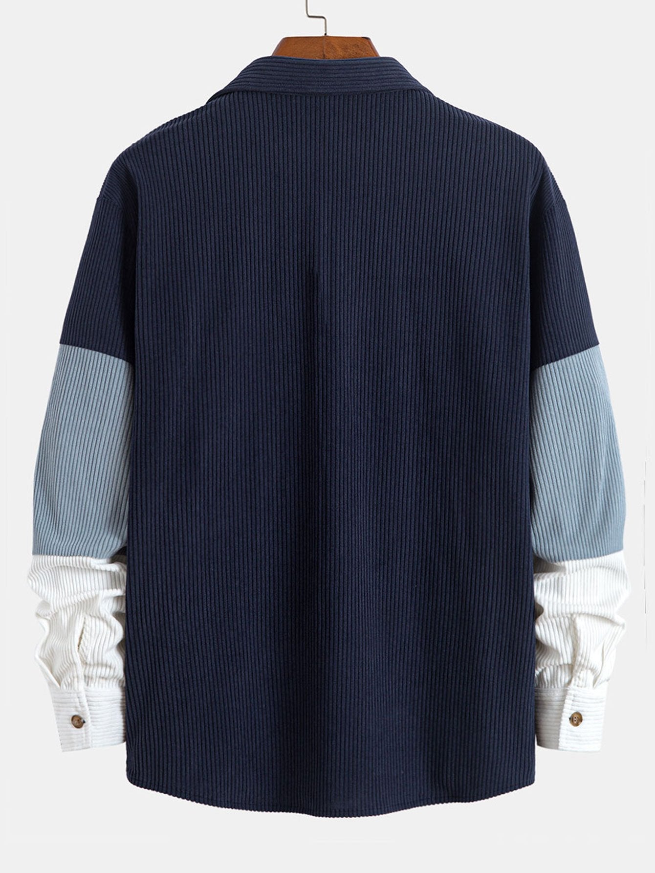 Color Block Corduroy Shirt With Pockets