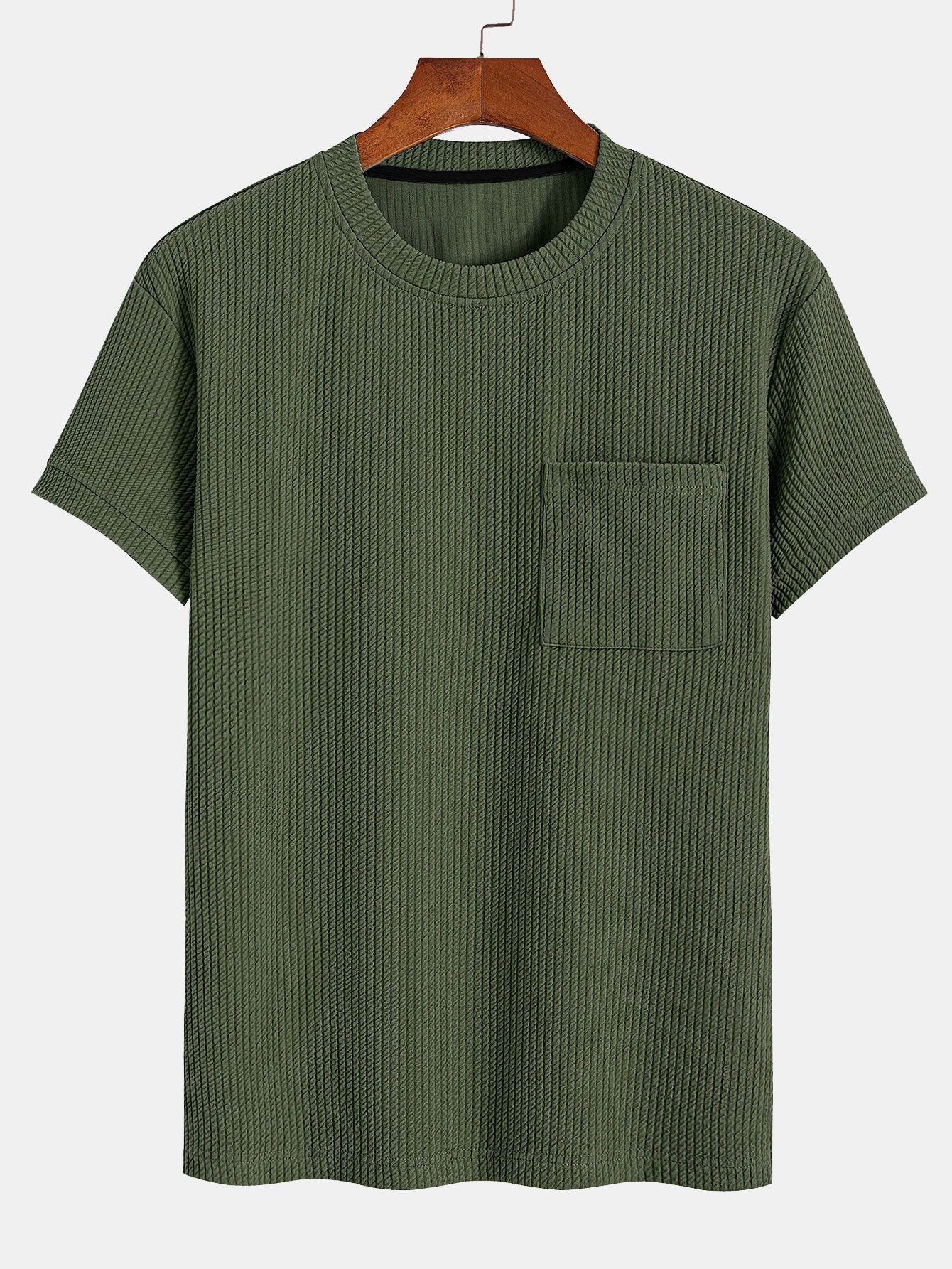 Muscle Fit Ribbed T-Shirt With Pocket