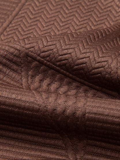 Long Sleeve Geometric Jacquard Arc Hem T-Shirt