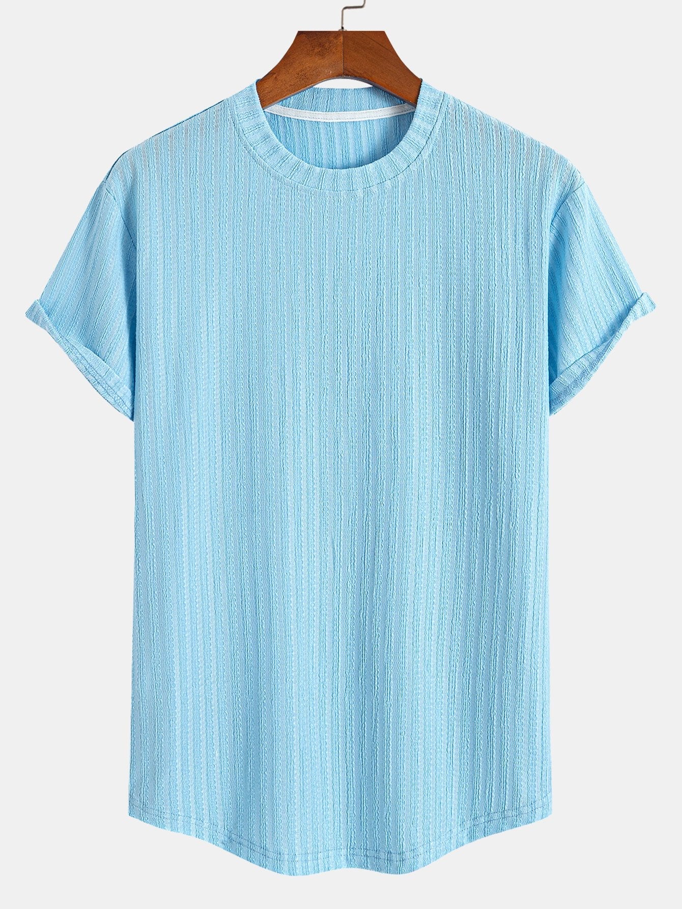 Muscle Fit Textured Ribbed Arc Hem T-Shirt