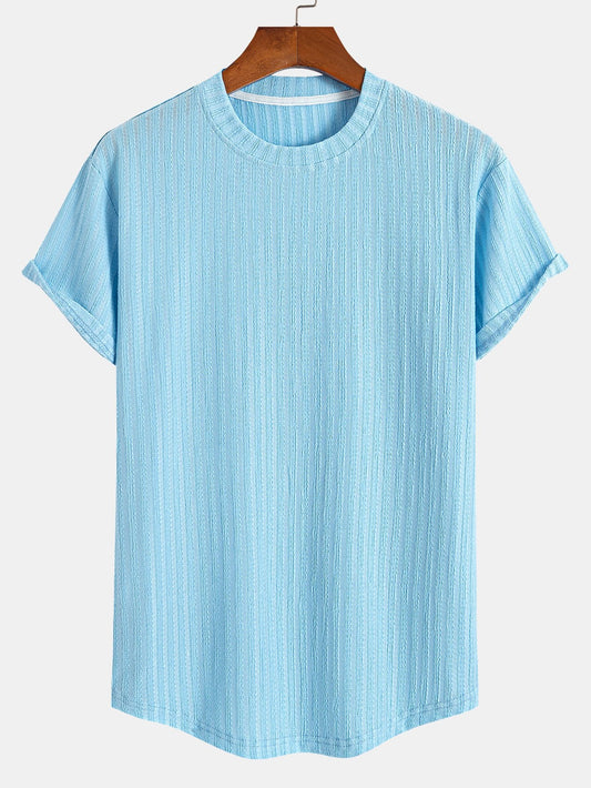 Muscle Fit Textured Ribbed Arc Hem T-Shirt
