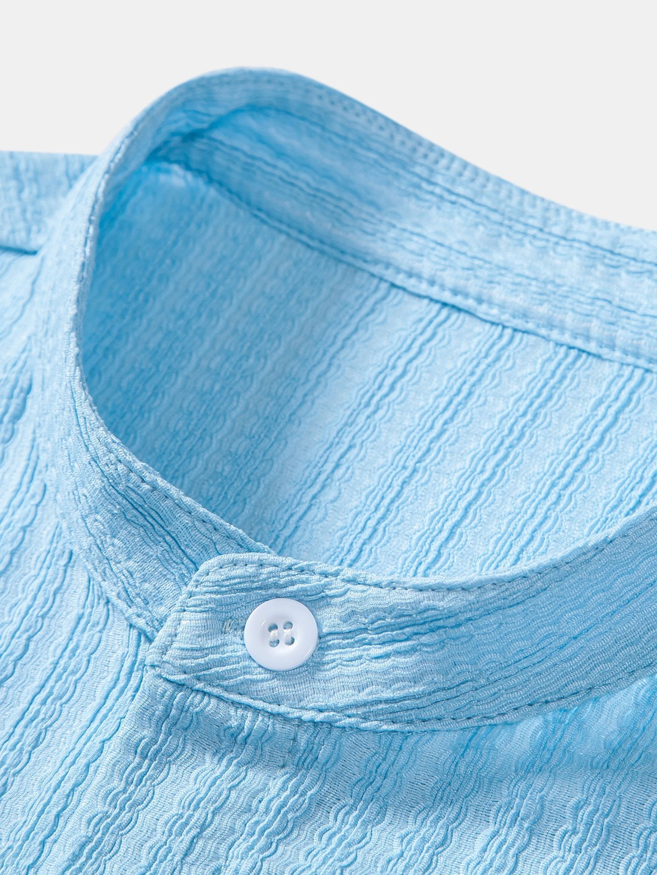 Muscle Fit Texture Ribbed Stand Collar Shirt