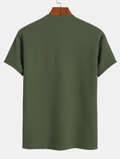 Muscle Fit Ribbed T-Shirt With Pocket