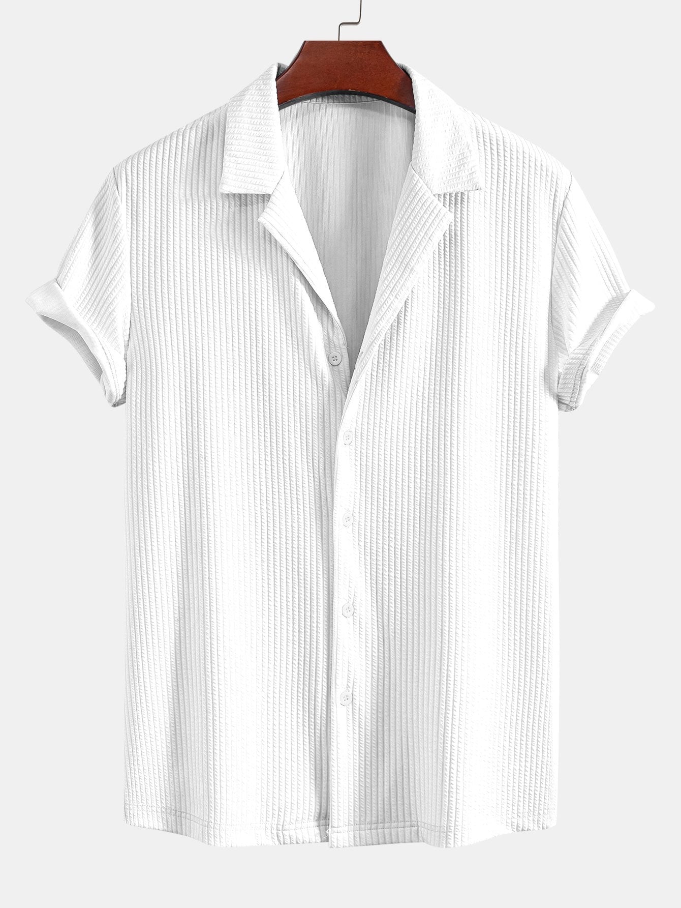 Muscle Fit Ribbed Deep Cuban Shirt
