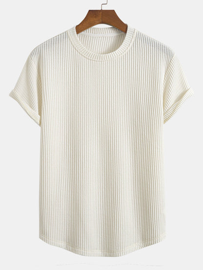 Knitted Waffle Arc Hem T-Shirt