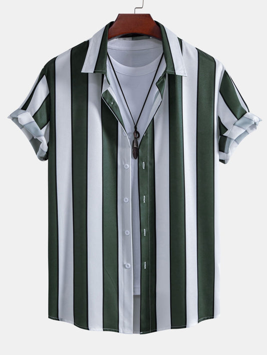 Stripe Print Button Up Shirt