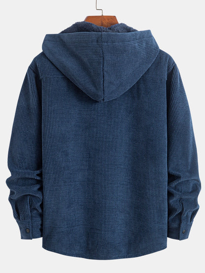 Fleece Lined Corduroy Hooded  Overshirt