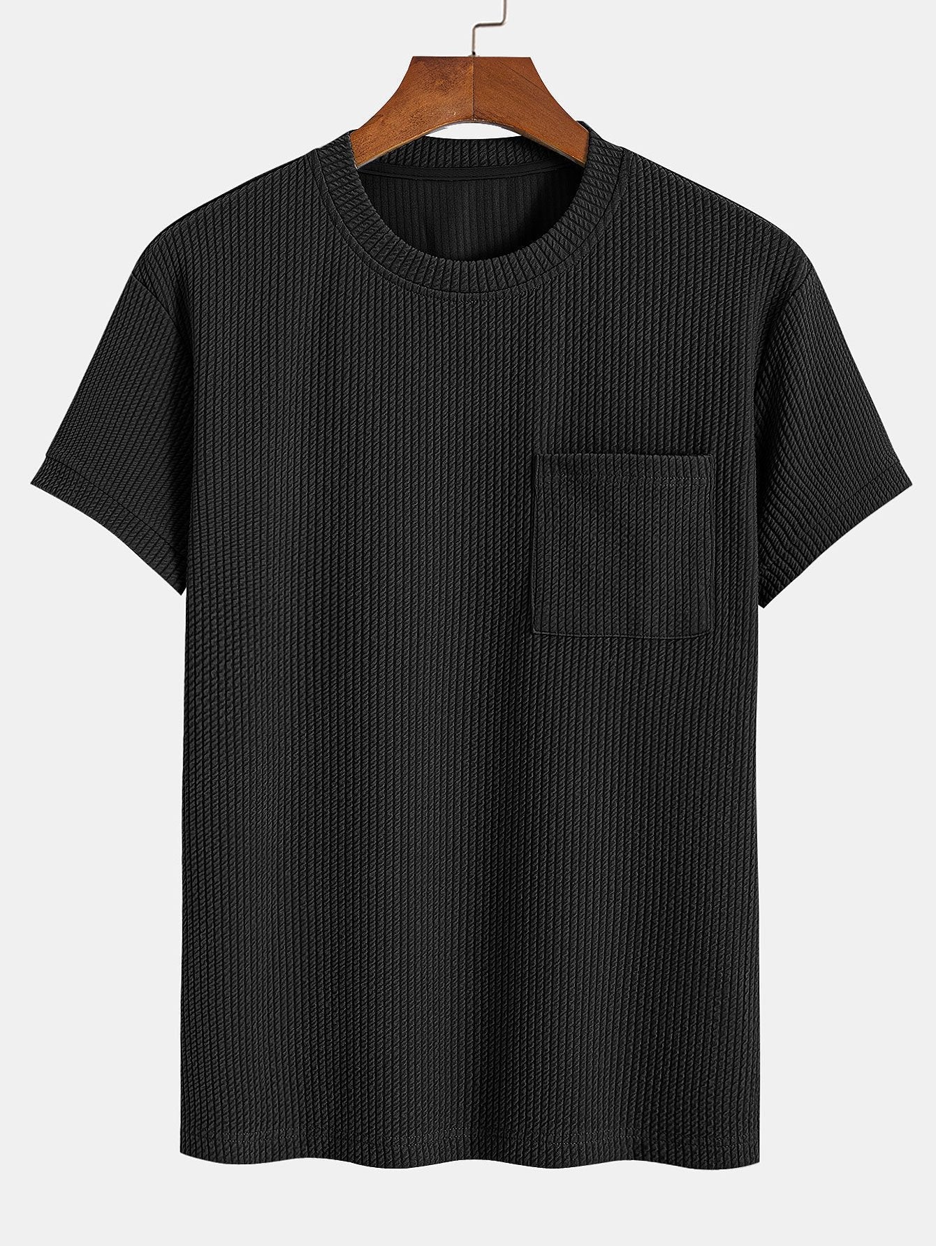 Muscle Fit Ribbed T-Shirt With Pocket