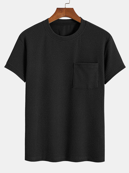 Muscle Fit Ribbed T-Shirt With Pocket