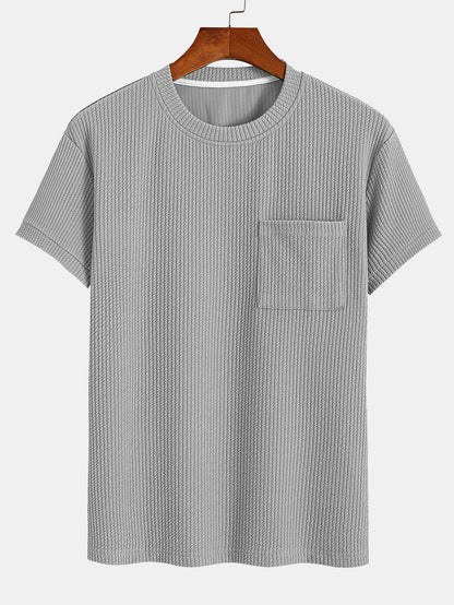 Muscle Fit Ribbed T-Shirt With Pocket